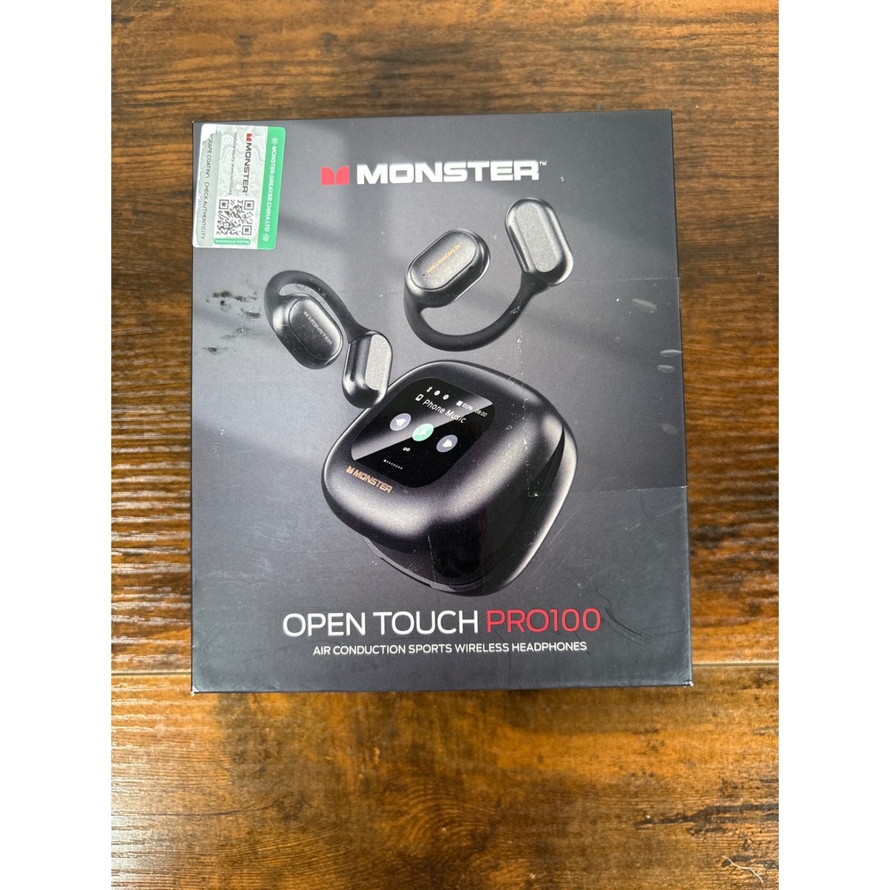 Monster Open Touch Pro100 Air Conduction Sports Wireless Headphones Black Case